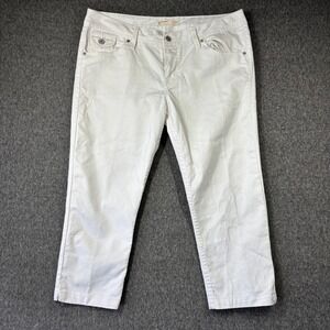 Y2K No Boundaries Juniors‎ White Denim Capri Pants Cropped Jeans Size 17 Stretch